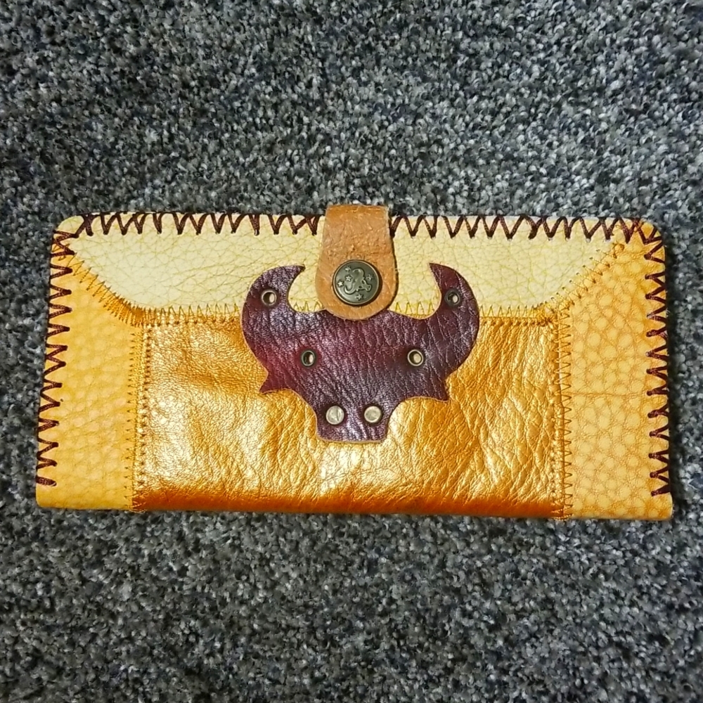 Handmade wallet from Africa. Gold. Never used